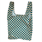 Innkaupapoki CHECKERBOARD TEAL & BEIGE